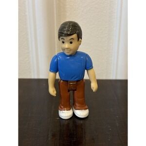 Vintage 3.25" PVC‎ Man Dad Action Figure Dollhouse Blue Shirt Brown Pants